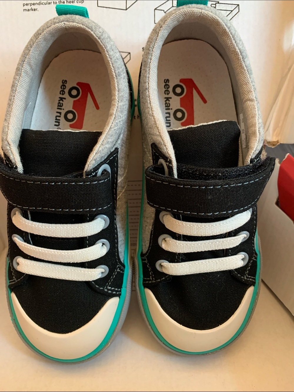 See Kai Run Black and Teal Kids Low-Top Sneakers